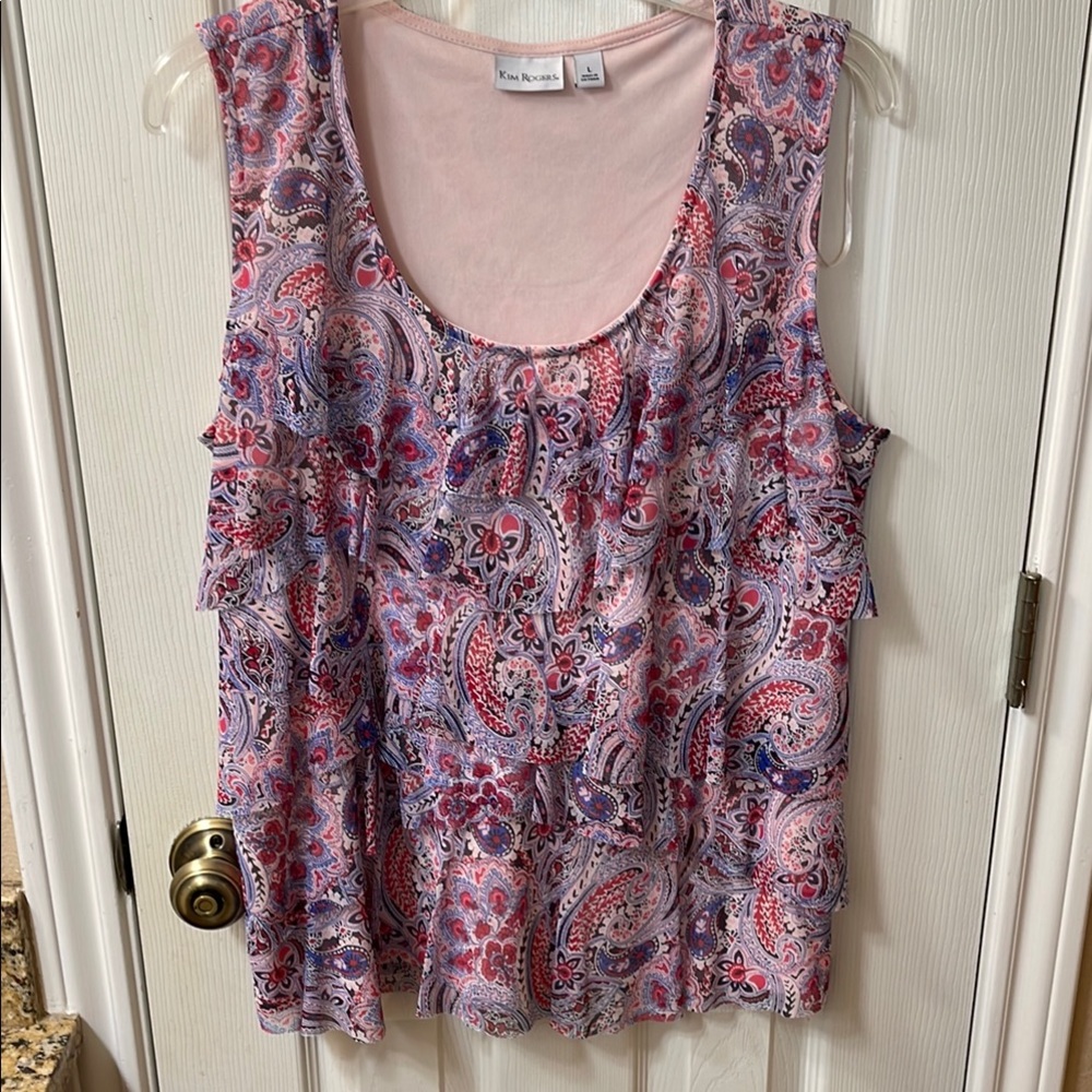 Kim Rogers Women's Paisley Sleeveless Top - Pink and Purple
